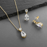 Teardrop Cubic Zirconia Necklace Set